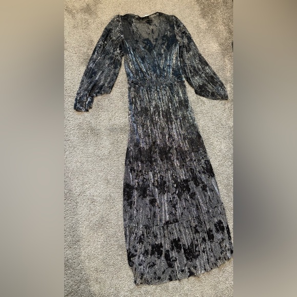 BASH ba&sh Vianca Wrap Effect Metallic Maxi Gown Size 2 US M $630.00 - Picture 11 of 12